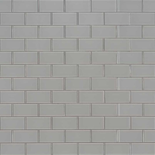2x4 Oyster Patterned Solid-Color Matte Smooth Glass Tile