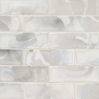 2x6 Pearla Mosaic Marble-Look Glossy Smooth Glass Tile