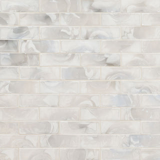 White Pearl - 2x6 Pearla Mosaic Marble-Look Glossy Smooth Glass Tile