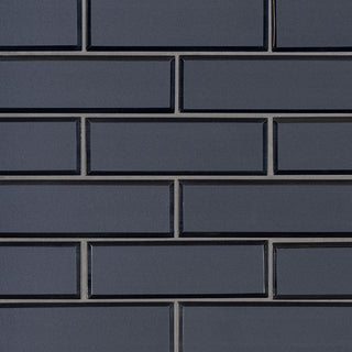 2x6 Vague Solid-Color Glossy Beveled Glass Tile
