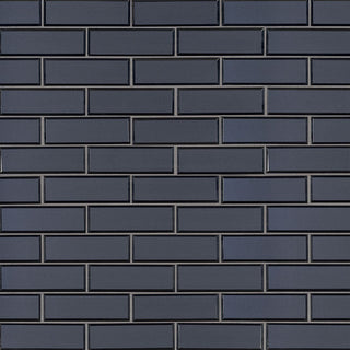 Dark Blue - 2x6 Vague Solid-Color Glossy Beveled Glass Tile