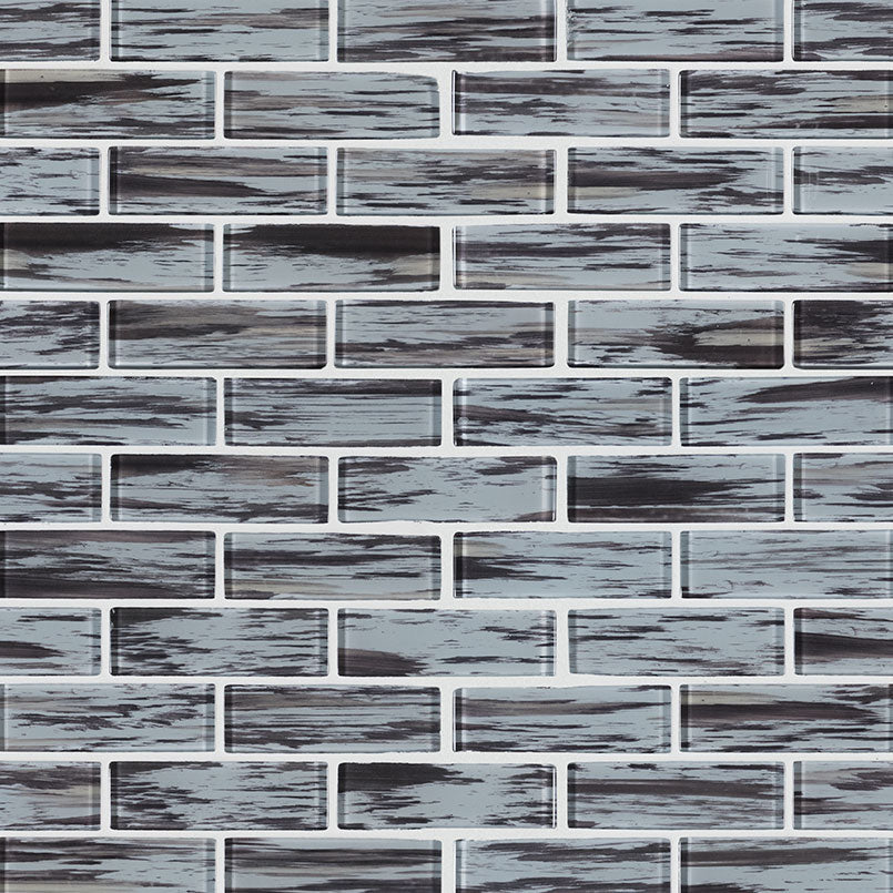 2x6 Verde Mosaic Stone-Look Matte Smooth Glass Tile Gray Blue