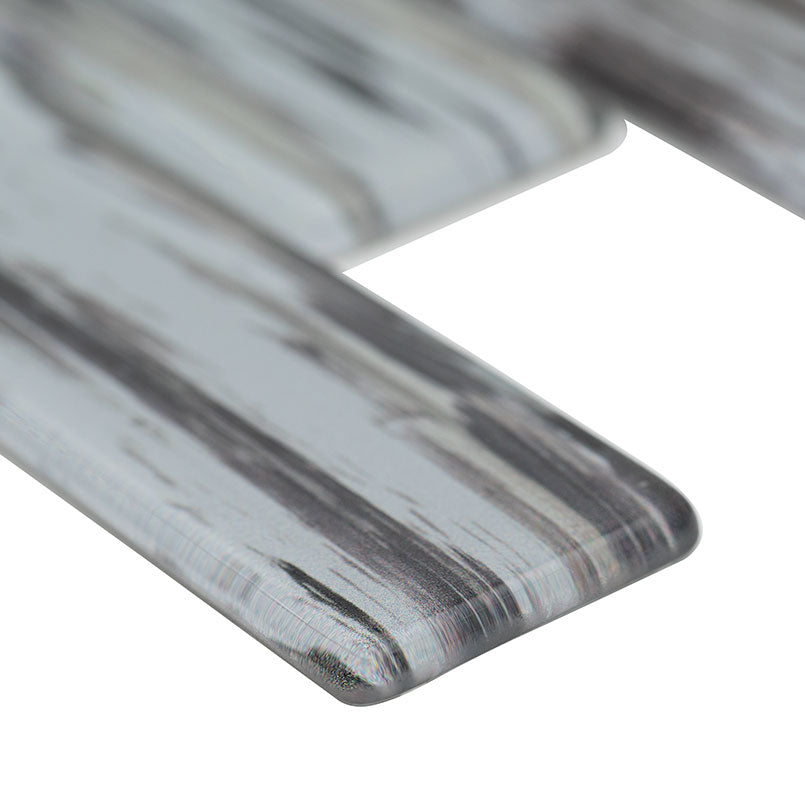 2x6 Verde Mosaic Stone-Look Matte Smooth Glass Tile Gray Blue