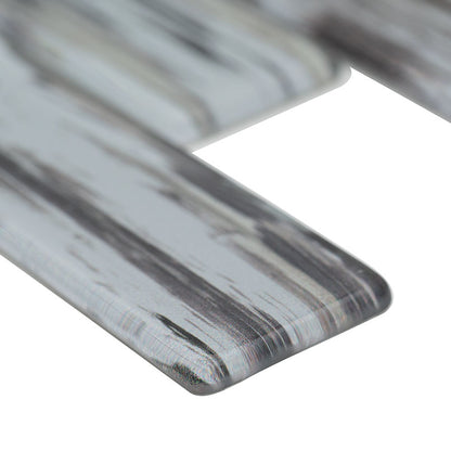 2x6 Verde Mosaic Stone-Look Matte Smooth Glass Tile Gray Blue