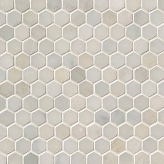 1" Greecian Hexagon Mosaic Natural-Look Polished Textured Marble Tile