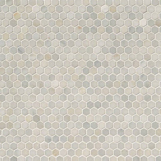 Soft Gray - 1" Greecian Hexagon Mosaic Natural-Look Polished Textured Marble Tile