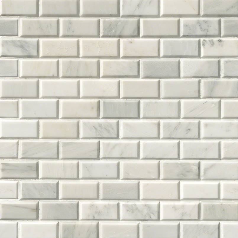 12x12 Greecian Subway Pattern Mosaic Natural-Look Polished Smooth Marble Tile Soft White