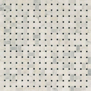Soft Gray - 12x12 Greecian Square & Rectangle Basketweave Mosaic Natural-Look Polished Smooth Marble Tile