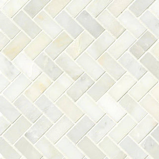 12x12 Greecian Herringbone Mosaic Stone-Look Polished Smooth Marble Tile
