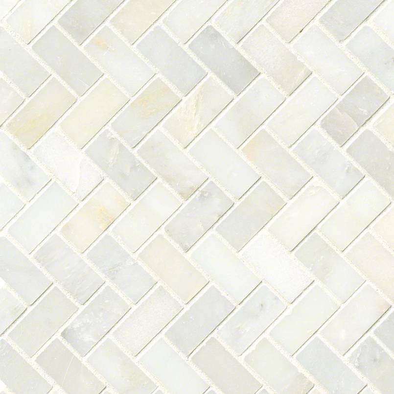 12x12 Greecian Herringbone Mosaic Stone-Look Polished Smooth Marble Tile Smokey Gray