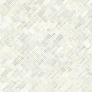 Smokey Gray - 12x12 Greecian Herringbone Mosaic Stone-Look Polished Smooth Marble Tile
