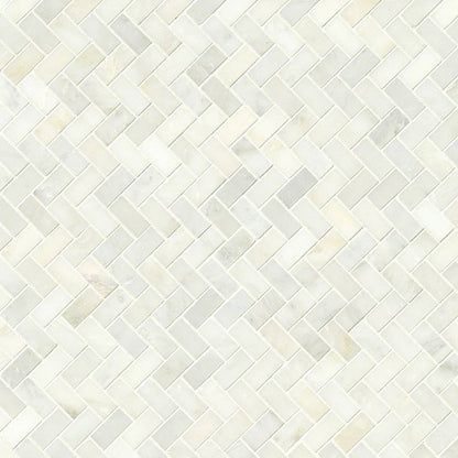 12x12 Greecian Herringbone Mosaic Stone-Look Polished Smooth Marble Tile Smokey Gray