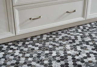 Black Beige - 12x12 Henley Hexagon Mosaic Natural-Look Polished Textured Marble Tile