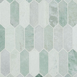 12x12 Iceland Picket Mosaic Natural-Look Polished Smooth Marble Tile