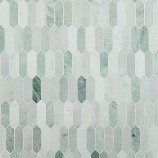 White Green - 12x12 Iceland Picket Mosaic Natural-Look Polished Smooth Marble Tile