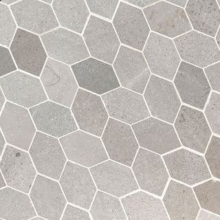 Gray Beige - 12x12 Lilly Hexagon Mosaic Stone-Look Honed Smooth Limestone Tile