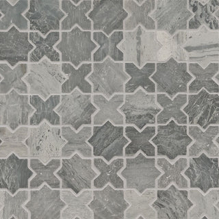 12x12 Montague Star Grid Patterned Natural-Look Polished Smooth Marble Tile