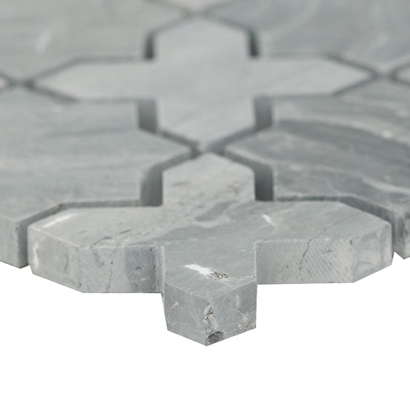 12x12 Montague Star Grid Patterned Natural-Look Polished Smooth Marble Tile Beige Gray