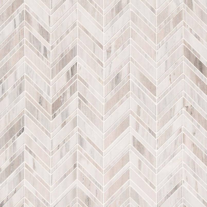 12X12 Palisandro Chevron Mosaic Natural-Look Polished Smooth Marble Tile Beige Gray