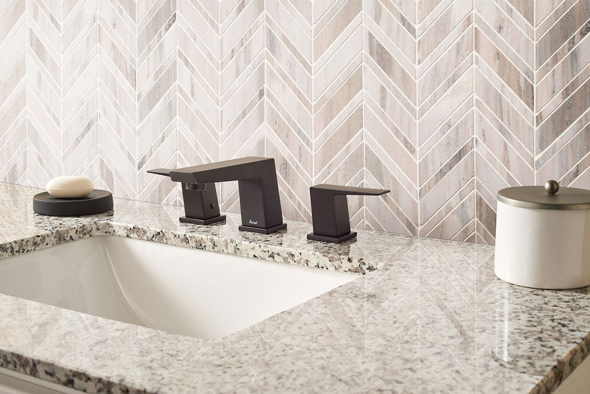 12X12 Palisandro Chevron Mosaic Natural-Look Polished Smooth Marble Tile Beige Gray