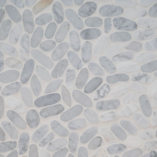 12x12 Rio Lago Oval Mosaic Pebble-Look Tumbled Smooth Marble Tile