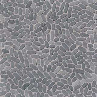 Charcoal Gray - 12x12 Rio Lago Oval Mosaic Pebble-Look Matte Textured Marble Tile