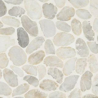12x12 Rio Lago Oval Mosaic Pebble-Look Tumbled Smooth Marble Tile