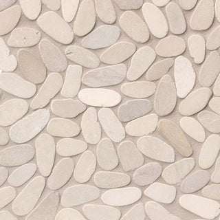 12x12 Rio Lago Oval Mosaic Pebble-Look Tumbled Textured Marble Tile