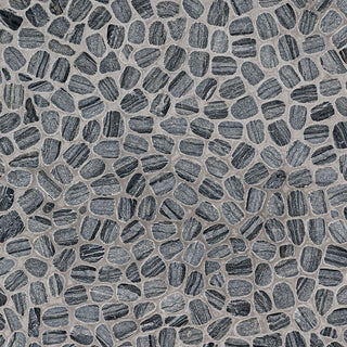Slate Gray - 12x12 Rio Lago Oval Mosaic Pebble-Look Tumbled Textured Marble Tile