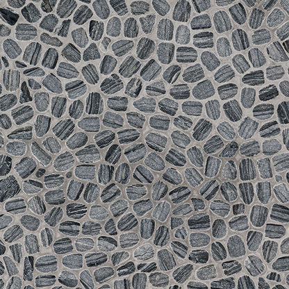 12x12 Rio Lago Oval Mosaic Pebble-Look Tumbled Textured Marble Tile Slate Gray