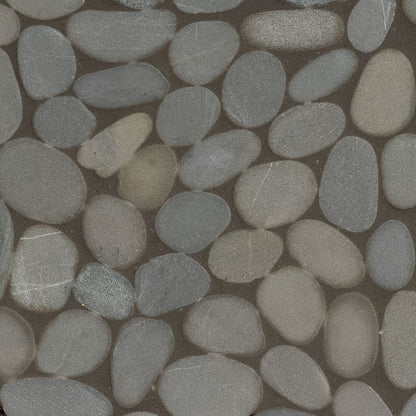 12x12 Rio Lago Oval Mosaic Pebble-Look Tumbled Textured Quartzite Tile Stone Gray