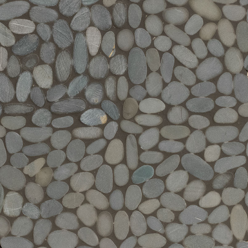 12x12 Rio Lago Oval Mosaic Pebble-Look Tumbled Textured Quartzite Tile Stone Gray