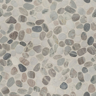 Soft Stone - 12x12 Rio Lago Oval Mosaic Pebble-Look Tumbled Textured Marble Tile