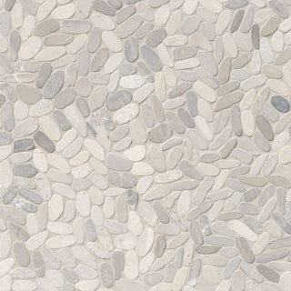 12x12 Rio Lago Oval Mosaic Pebble-Look Tumbled Textured Marble Tile