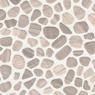 12x12 Rio Lago Oval Mosaic Pebble-Look Tumbled Textured Marble Tile