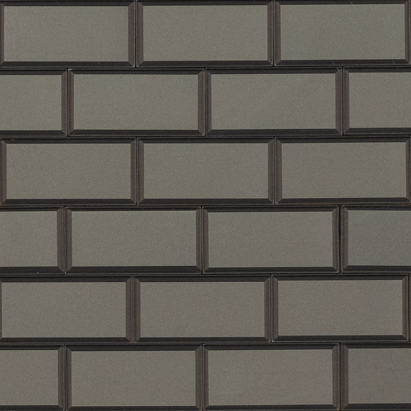 2x4 Crisson Solid-Color Matte Beveled Glass Tile Dark Taupe
