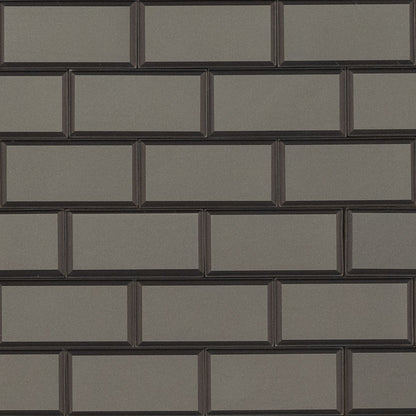 2x4 Crisson Solid-Color Matte Beveled Glass Tile Dark Taupe