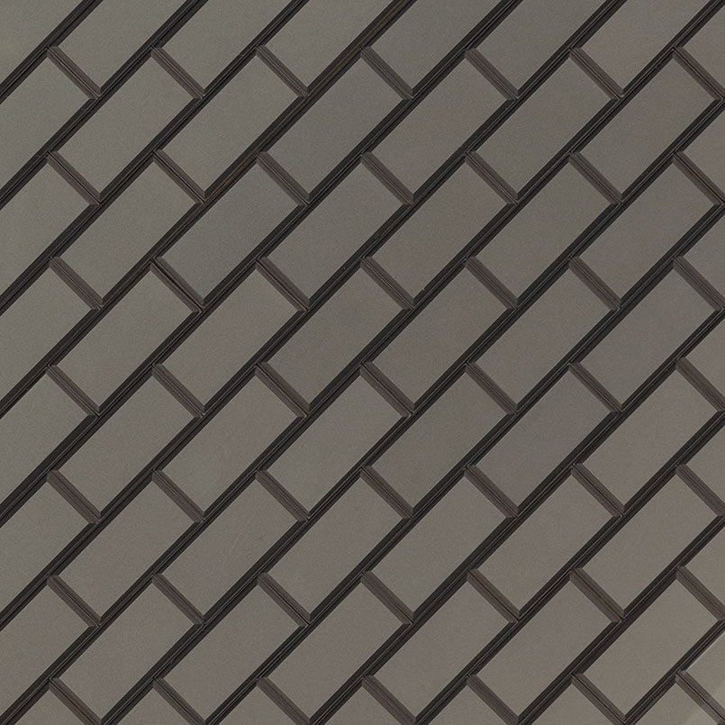 2x4 Crisson Solid-Color Matte Beveled Glass Tile Dark Taupe