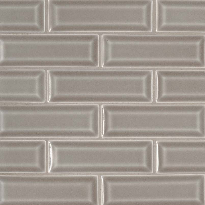 2x6 Dove Mosaic Solid-Color Glossy Smooth Ceramic Tile Taupe Gray