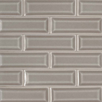 2x6 Dove Mosaic Solid-Color Glossy Smooth Ceramic Tile Taupe Gray