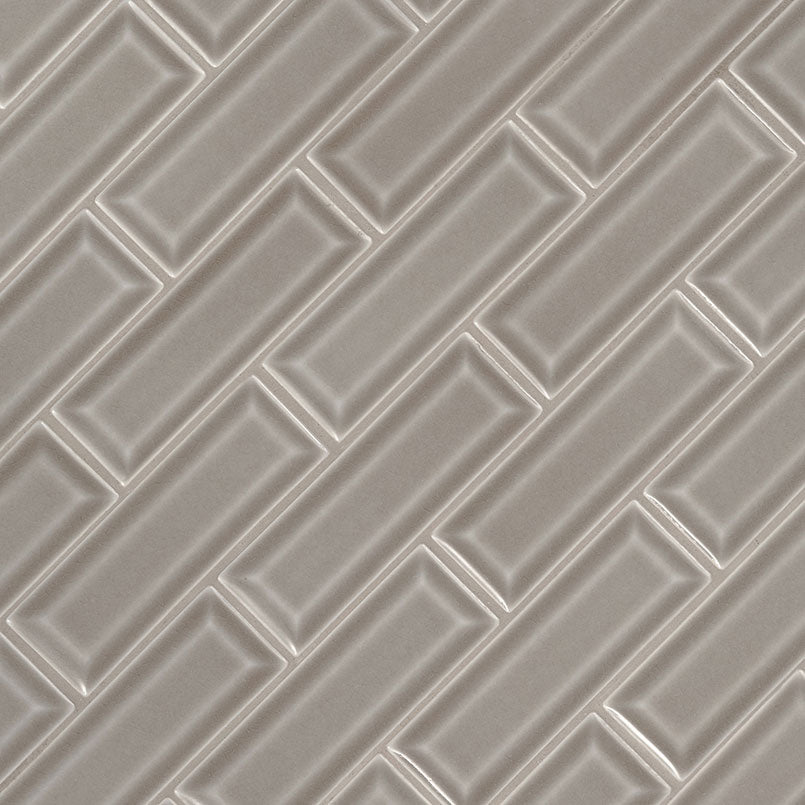 2x6 Dove Mosaic Solid-Color Glossy Smooth Ceramic Tile Taupe Gray