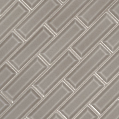 2x6 Dove Mosaic Solid-Color Glossy Smooth Ceramic Tile Taupe Gray