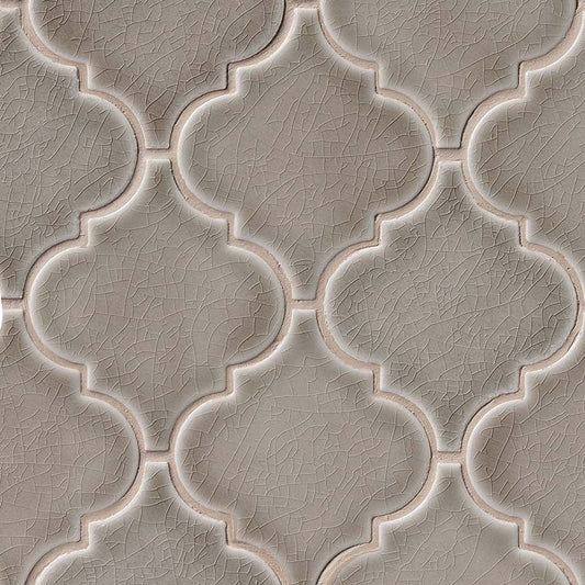 12x12 Dove Arabesque Mosaic Natural-Look Glossy Textured Ceramic Tile Taupe Beige