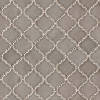 Taupe Beige - 12x12 Dove Arabesque Mosaic Natural-Look Glossy Textured Ceramic Tile