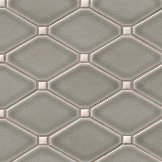 12x12 Dove Diamond Mosaic Natural-Look Glossy Textured Ceramic Tile