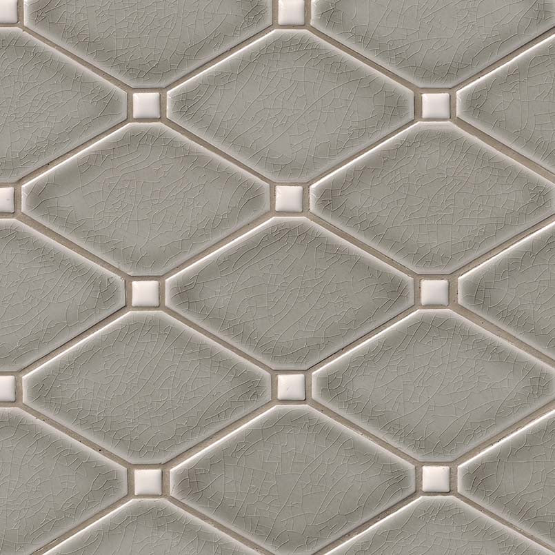 12x12 Dove Diamond Mosaic Natural-Look Glossy Textured Ceramic Tile Taupe Gray