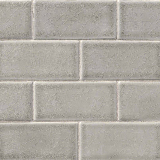 3X6 Dove Natural-Look Glossy Textured Ceramic Tile Soft Gray