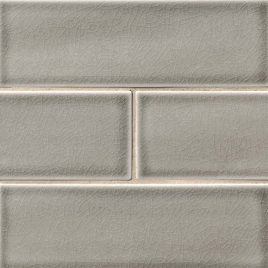 4x12 Dove Natural-Look Glossy Textured Ceramic Tile Warm Gray