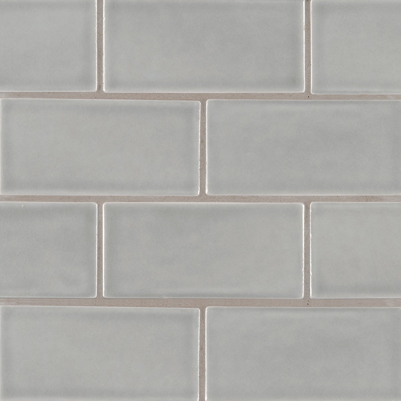 3x6 Morning Solid-Color Glossy Smooth Ceramic Tile Pale Gray