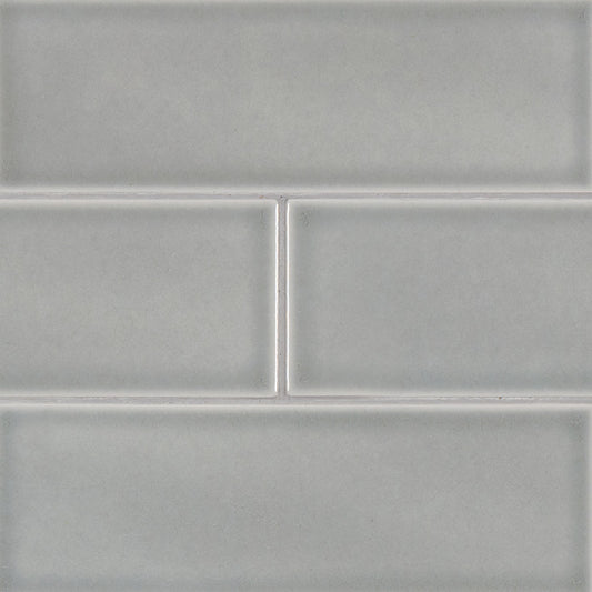 4x12 Morning Solid-Color Glossy Smooth Ceramic Tile Light Gray